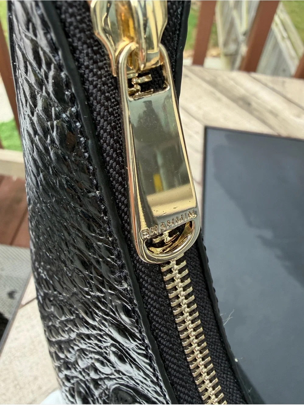 Brahmin Croc Embossed Tabitha Kairos Shoulder Bag Hobo Purse Gold Accent NWOT